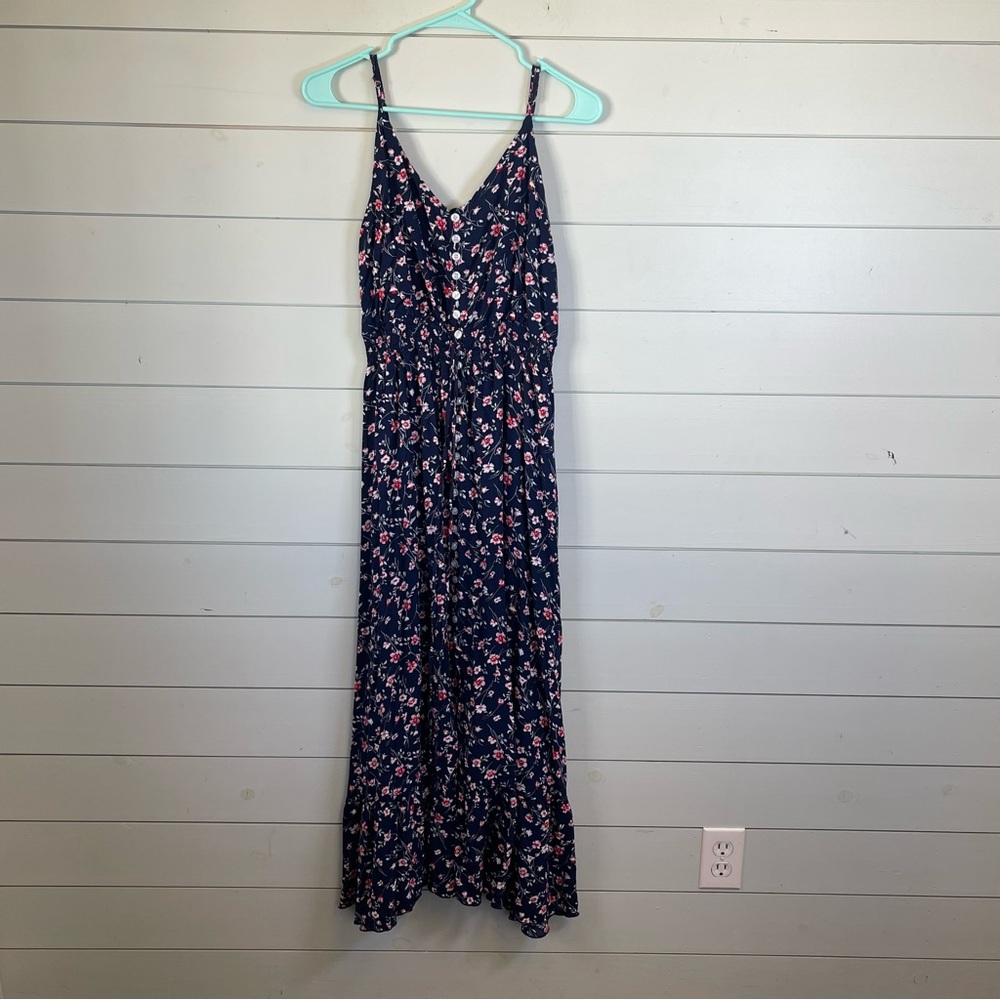 BTFBM blue floral dress maxi dress women's size large